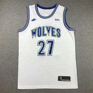 NBA 27 Gobert Timberwolves 2023-24 Classic Maillot blanc brodé